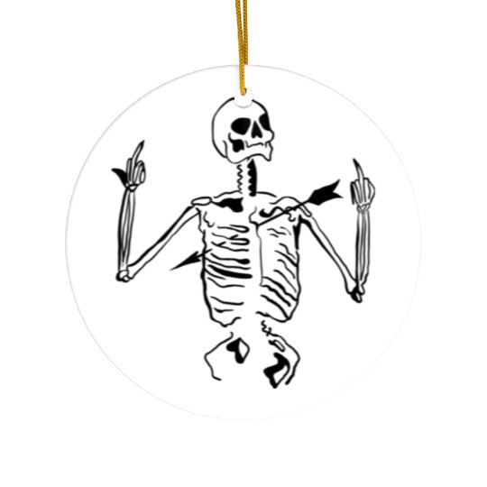 Skeleton pierced Fuck off Ceramic Ornaments