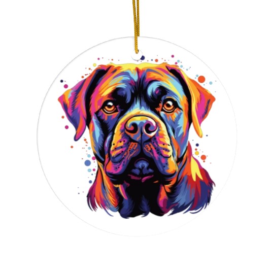 Watercolor Colorful Cane Corso Ceramic Ornaments