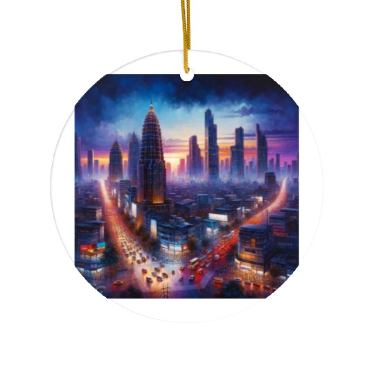 Urban Twilight Ceramic Ornaments