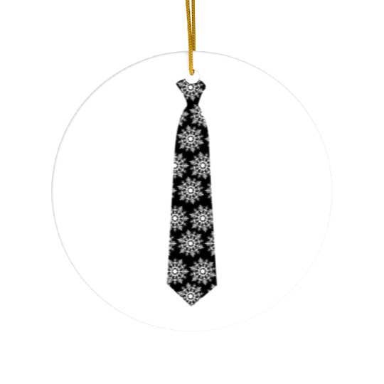 Snowflake Tie with Snowflakes Ceramic Ornaments