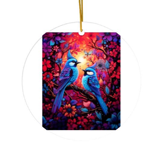 Blue Birds Ceramic Ornaments