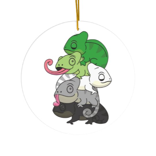 Aromantic Flag Pride Lgbtq Cute Chameleon Pile Ceramic Ornaments