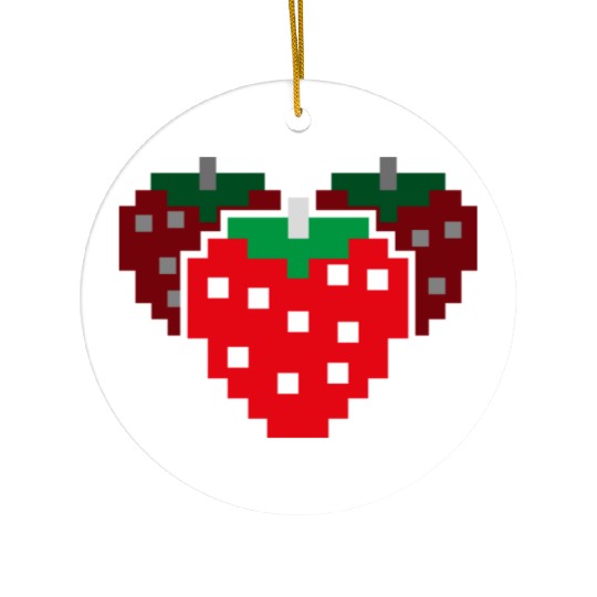 8 Bit Pixel Strawberry 80s Video Game 100 Days of Ceramic Ornaments