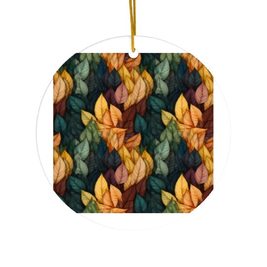Colorful Fall Leaves Pattern Ceramic Ornaments