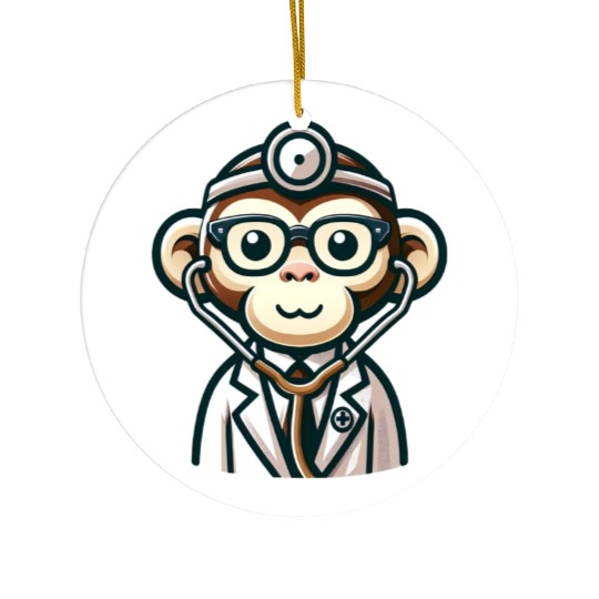 Cute Monkey Doctor Ceramic Ornaments
