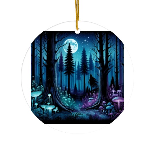 Mystic Moonlit Enchanted Forest Ceramic Ornaments