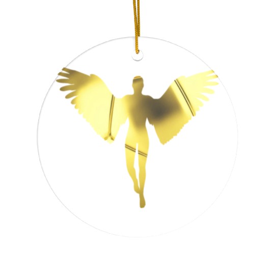 golden angel in a bright golden color Ceramic Ornaments