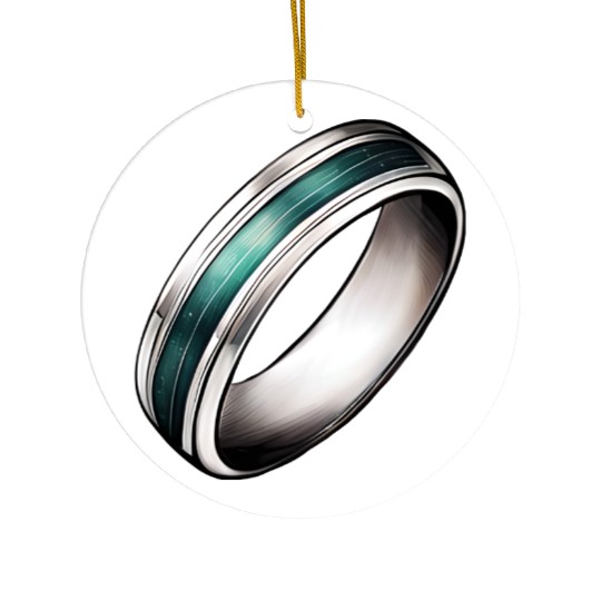 Silver Ring With Green Inlay Jewelry Ceramic Ornaments