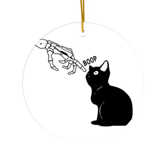 Black Cat Lover Skeleton Hand Boop Ceramic Ornaments