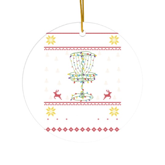Disc Golf christmas tree ugly sweater Ceramic Ornaments