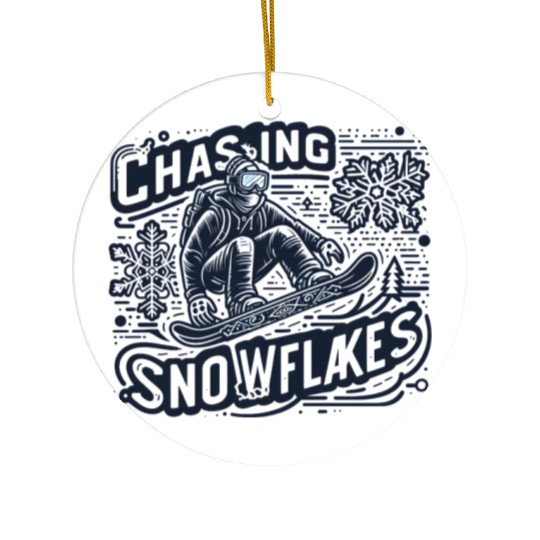 Snowboarding: Chasing Snowflakes Ceramic Ornaments