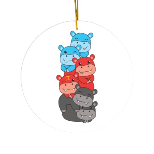 Polyamory Flag Pride Lgbtq Cute Hippo Ceramic Ornaments