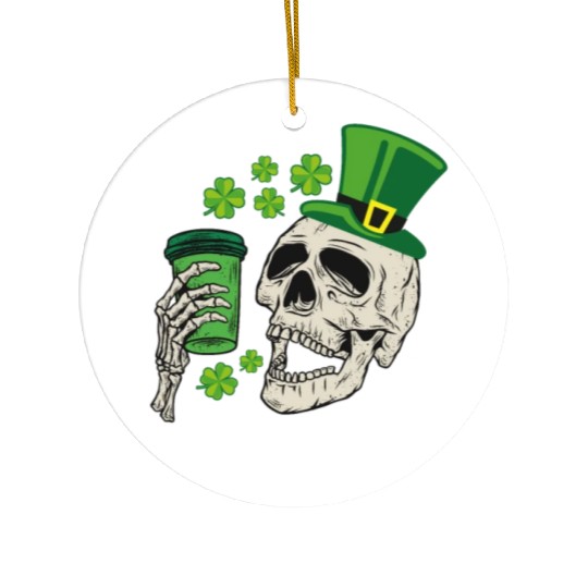 Dead Inside But Feelin' Lucky Skull St Patrick's Ceramic Ornaments