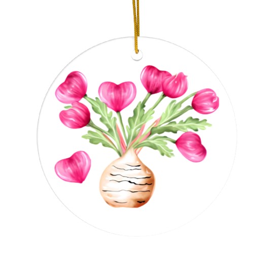 Turnip Love Bouquet Heart Flowers Valentine's Day Ceramic Ornaments