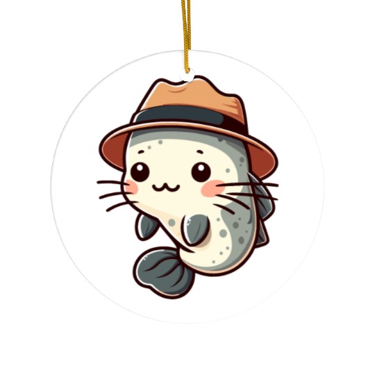 Cool Catfish in Hat Ceramic Ornaments