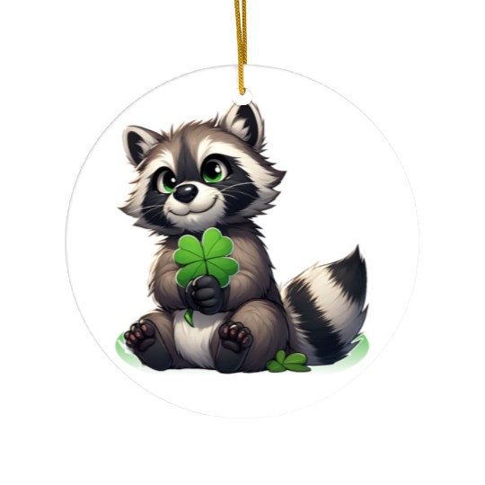 St. Patrick's Day Raccoon Revelry Ceramic Ornaments