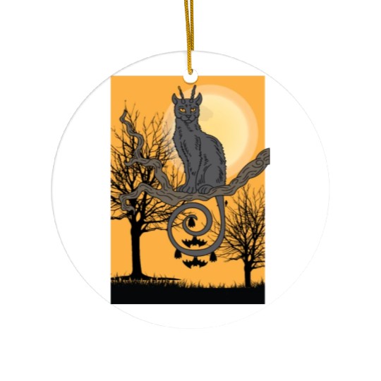Cat Full Moon Cat Parent Gift Ceramic Ornaments