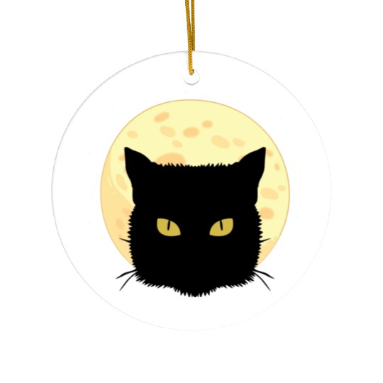 Cat Full Moon Cat Owner Gift Ceramic Ornaments