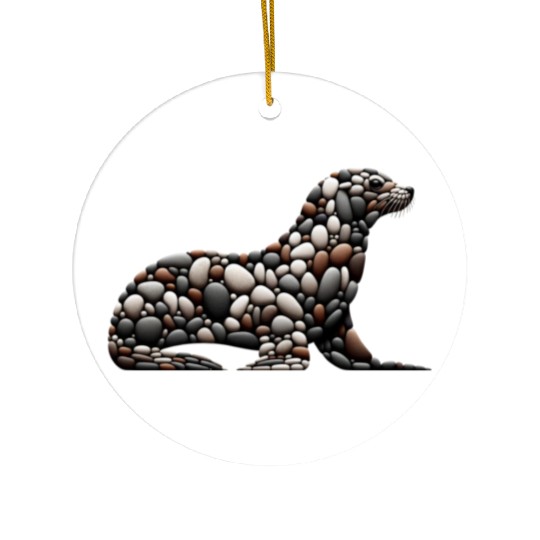 Pebble Seal Silhouette Ceramic Ornaments