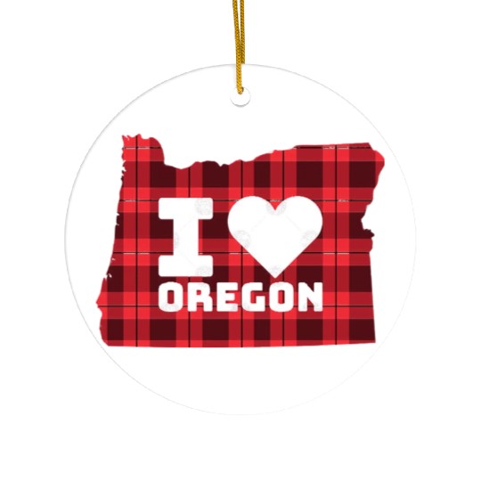 I Love Oregon Ceramic Ornaments