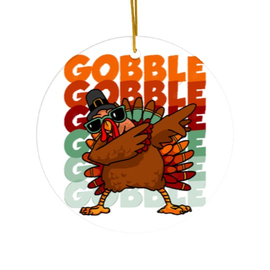 Dabbing Turkey Ceramic Ornaments Thanksgiving Gobble