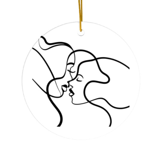Lesbian Couple Line Art Ceramic Ornaments