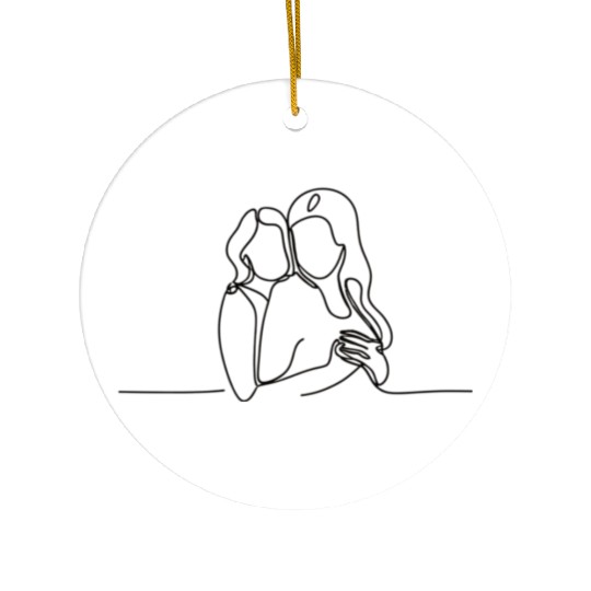 Line Art Lesbian Couple Ceramic Ornaments