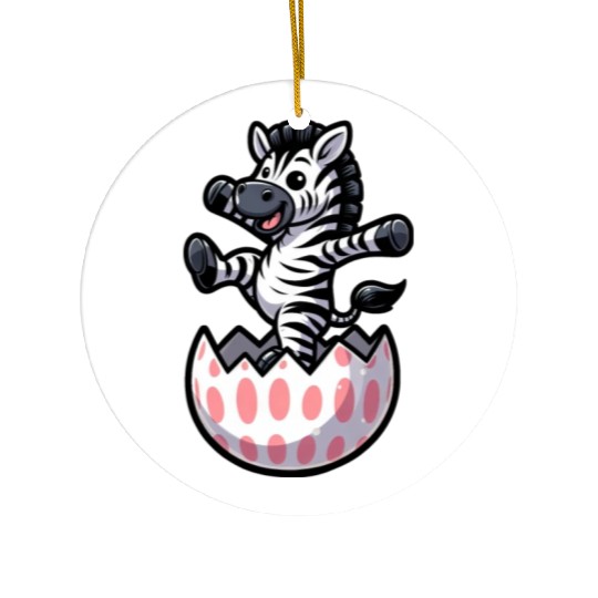 Easter Zebra Comic Easter Egg Ceramic Ornaments