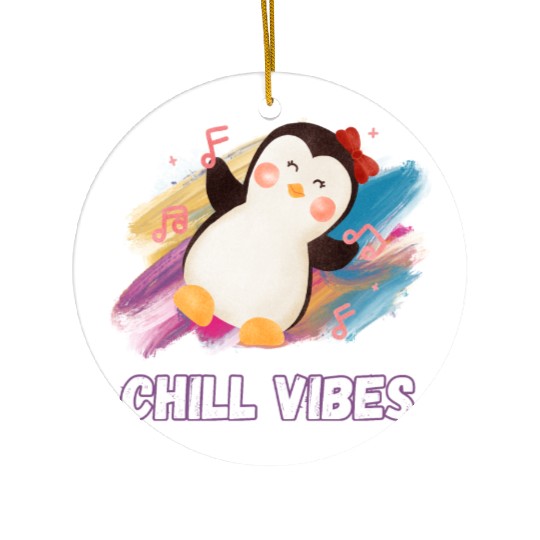 Joyful Penguin Harmony: Arctic Dance Delight Ceramic Ornaments