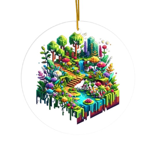 Voxel Enchanted Forest Ceramic Ornaments