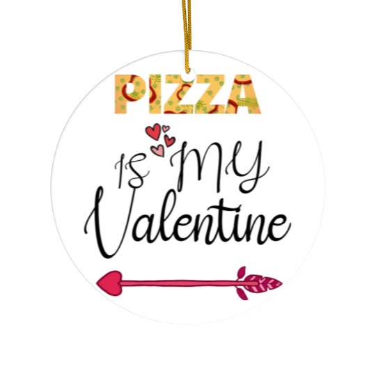 PIZZA is my valentine - Arrow Pointing Right Ceramic Ornaments