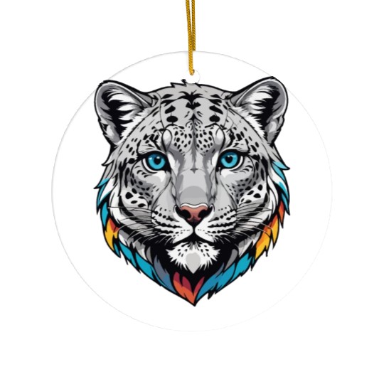 Majestic Snow Leopard Portrait - Exotic Wildlife Ceramic Ornaments