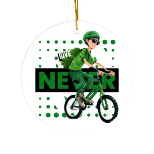 NEVER GIVE UP Ceramic Ornaments