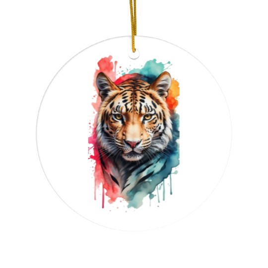 Wild Splendor: Colorful Leopard Face Ceramic Ornaments