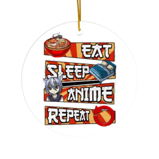 eat sleep anime repeat cute lovers obsessed Ceramic Ornaments