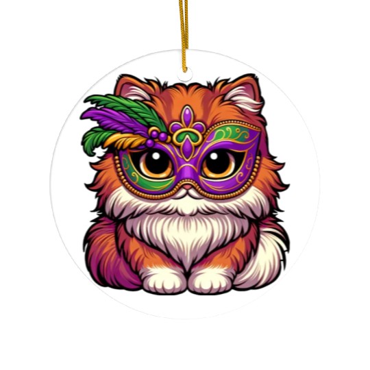 Mardi Gras Persian Cat, Dressed-up Cat Ceramic Ornaments