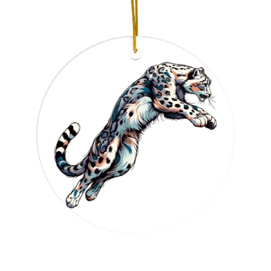 Snow Leopard Leopard White Leopard Ceramic Ornaments
