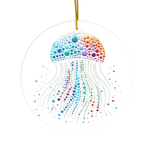 Neon Abyss - Jellyfish Pebble Art Ceramic Ornaments
