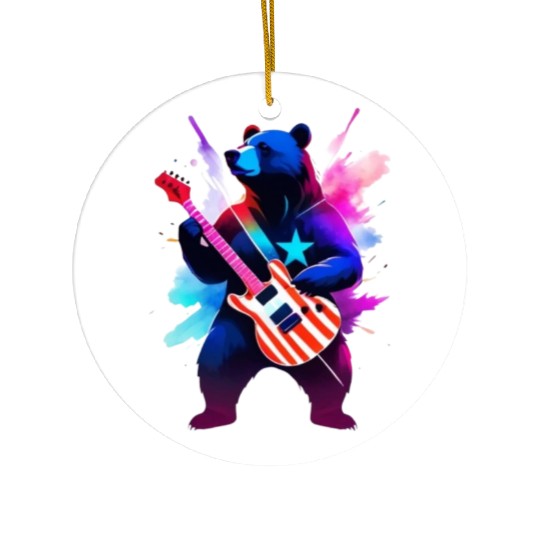 Merica Bear - Rock'n Out! Ceramic Ornaments