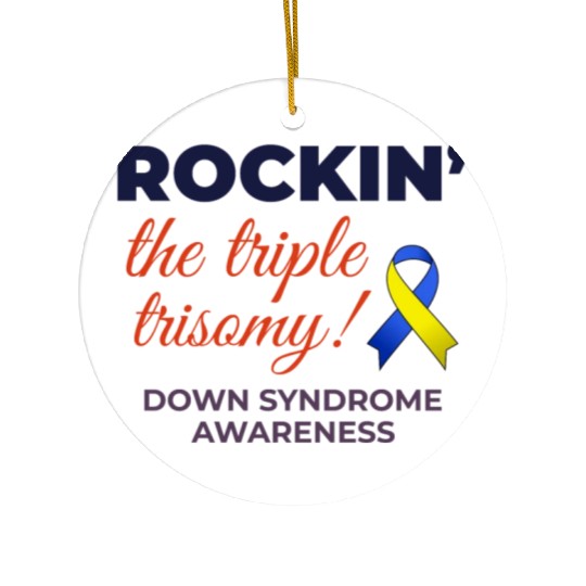 Down Syndrome Awareness Triple Trisomy Rock Ceramic Ornaments