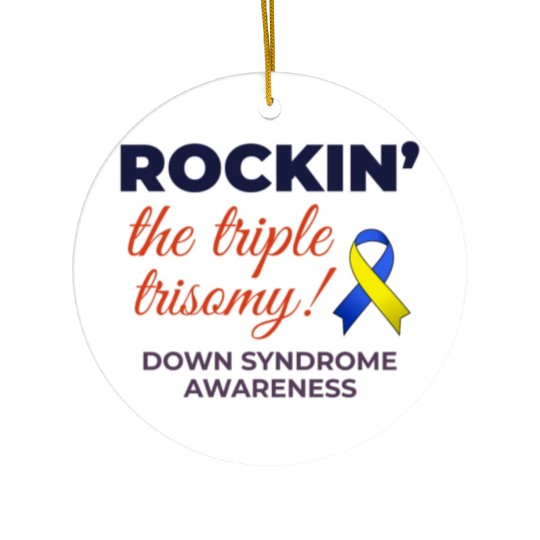Down Syndrome Awareness Triple Trisomy Rock Ceramic Ornaments