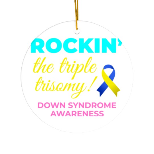 Down Syndrome Awareness Triple Trisomy Rock Ceramic Ornaments
