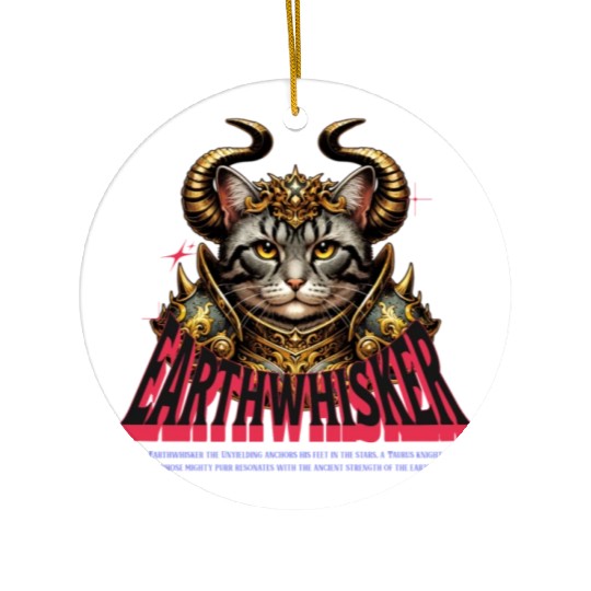 Taurus Cat Knight - Zodiac Astrology Warrior Ceramic Ornaments