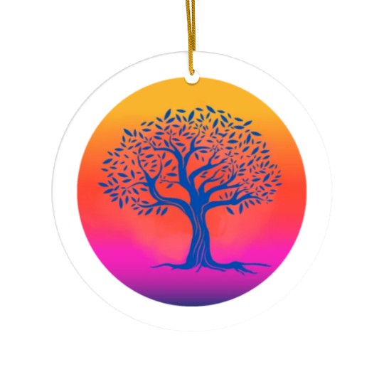 Sunset tree Ceramic Ornaments