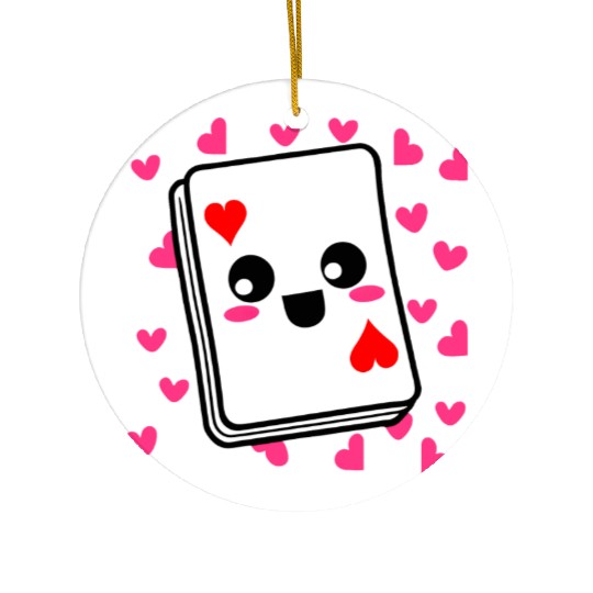 Kawaii Playing Card Hearts Ceramic Ornaments