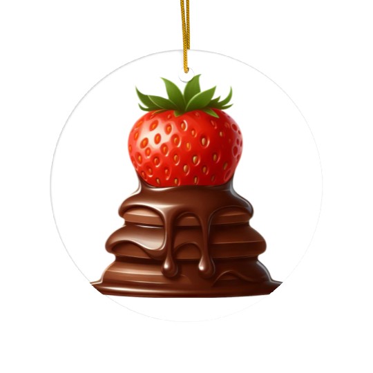 Quirky Chocolate Strawberry Fusion Design Ceramic Ornaments