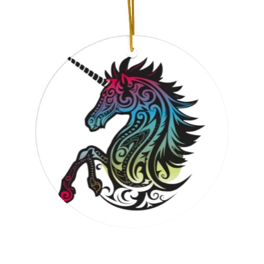 Mystical Rainbow Unicorn Art Ceramic Ornaments