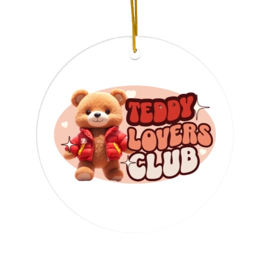 Cute Teddy personified with red jacket Ceramic Ornaments