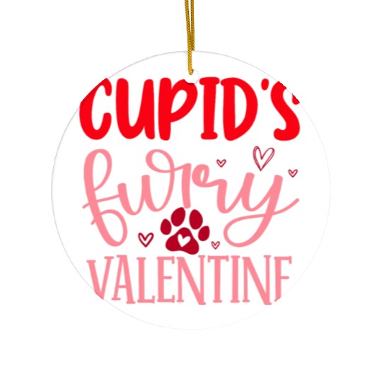 Cupid s furry valentine Ceramic Ornaments