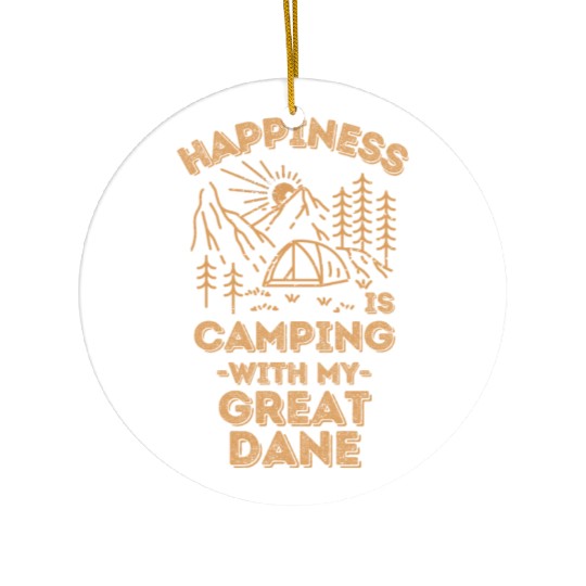 Camping with great-dane Ceramic Ornaments